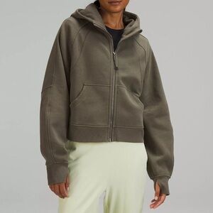 Brand New Lululemon Cropped FullZip Oversized Scuba Hoodie XS/S C: Medium Olive